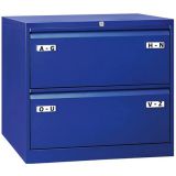 H�ngeregisterschrank STEEL | 2 Ordnerh�hen aus Stahl | 80 cm breit | Dunkelblau