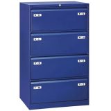 H�ngeregisterschrank STEEL | 4 Ordnerh�hen aus Stahl | 80 cm breit | Dunkelblau