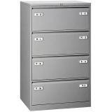 H�ngeregisterschrank STEEL | 4 Ordnerh�hen aus Stahl | 80 cm breit | Silber