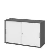 Schiebetürenschrank SMART 2 Ordnerhöhen | Graphit/Weiß classic