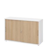 Schiebetürenschrank SMART 2 Ordnerhöhen | Weiß classic/Eiche
