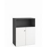 Kombischrank COMFORT 3 Ordnerhöhen | Breite 80 cm | Graphit/Weiß classic