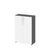 Flügeltürenschrank LIGHT 3 Ordnerhöhen | Breite 80 cm | Graphit/Weiß classic