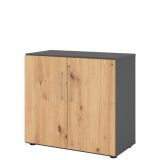 Flügeltürenschrank SMART 2 Ordnerhöhen | Breite 80 cm | Graphit/Eiche Rustikal
