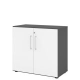 Flügeltürenschrank SMART 2 Ordnerhöhen | Breite 80 cm | Graphit/Weiß classic