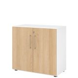 Flügeltürenschrank SMART 2 Ordnerhöhen | Breite 80 cm | Weiß classic/Eiche