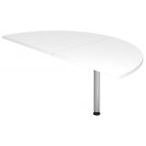 Ansatztisch halbrund 80 x 160 cm | Weiß classic | Stützfuß silber
