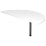 Ansatztisch halbrund 80 x 160 cm | Weiß classic | Stützfuß graphit