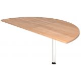 Ansatztisch halbrund 80 x 160 cm | Nussbaum hell | Stützfuß weiß