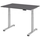 Steh-Sitz-Schreibtisch COMFORT silver | elektrisch höhenverstellbar | B120 x T80 cm | Graphit