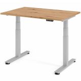 Steh-Sitz-Schreibtisch COMFORT silver | elektrisch höhenverstellbar | B120 x T80 cm | Eiche Rustikal