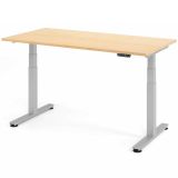 Steh-Sitz-Schreibtisch COMFORT silver | elektrisch höhenverstellbar | B160 x T80 cm | Ahorn