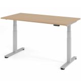 Steh-Sitz-Schreibtisch COMFORT silver | elektrisch höhenverstellbar | B160 x T80 cm | Eiche