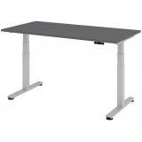 Steh-Sitz-Schreibtisch COMFORT silver | elektrisch höhenverstellbar | B160 x T80 cm | Graphit