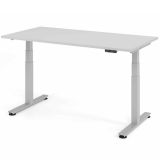 Steh-Sitz-Schreibtisch COMFORT silver | elektrisch höhenverstellbar | B160 x T80 cm | Lichtgrau