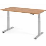 Steh-Sitz-Schreibtisch COMFORT silver | elektrisch h�henverstellbar | B160 x T80 cm | Nussbaum hell