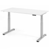 Steh-Sitz-Schreibtisch COMFORT silver | elektrisch höhenverstellbar | B160 x T80 cm | Weiß classic