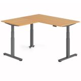 Steh-Sitz-Schreibtisch COMFORT graphit | Kombination 160x160 cm | Buche