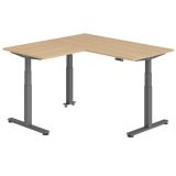 Steh-Sitz-Schreibtisch COMFORT graphit | Kombination 160x160 cm | Eiche