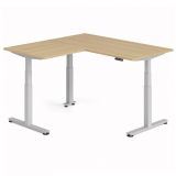 Steh-Sitz-Schreibtisch COMFORT silver | Kombination 160x160 cm | Eiche
