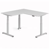Steh-Sitz-Schreibtisch COMFORT silver | Kombination 160x160 cm | Lichtgrau