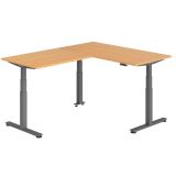 Steh-Sitz-Schreibtisch COMFORT graphit | Kombination 160x200 cm | Buche