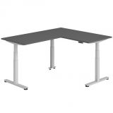 Steh-Sitz-Schreibtisch COMFORT silver | Kombination 160x200 cm | Graphit