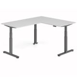 Steh-Sitz-Schreibtisch COMFORT graphit | Kombination 160x200 cm | Lichtgrau