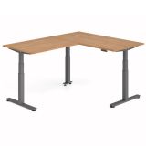 Steh-Sitz-Schreibtisch COMFORT graphit | Kombination 160x200 cm | Nussbaum hell