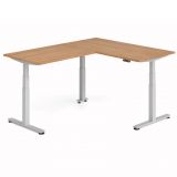 Steh-Sitz-Schreibtisch COMFORT silver | Kombination 160x200 cm | Nussbaum hell