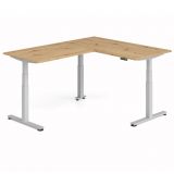 Steh-Sitz-Schreibtisch COMFORT silver | Kombination 160x200 cm | Eiche Rustikal
