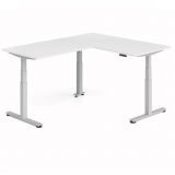 Steh-Sitz-Schreibtisch COMFORT silver | Kombination 160x200 cm | Weiß classic