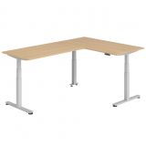 Steh-Sitz-Schreibtisch COMFORT silver | Kombination 160x240 cm | Eiche