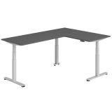 Steh-Sitz-Schreibtisch COMFORT silver | Kombination 160x240 cm | Graphit