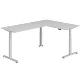 Steh-Sitz-Schreibtisch COMFORT silver | Kombination 160x240 cm | Lichtgrau 