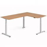 Steh-Sitz-Schreibtisch COMFORT silver | Kombination 160x240 cm | Nussbaum hell