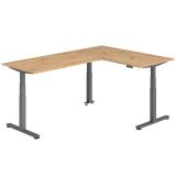 Steh-Sitz-Schreibtisch COMFORT graphit | Kombination 160x240 cm | Eiche Rustikal