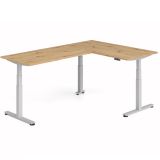 Steh-Sitz-Schreibtisch COMFORT silver | Kombination 160x240 cm | Eiche Rustikal