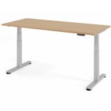 Steh-Sitz-Schreibtisch COMFORT silver | elektrisch höhenverstellbar | B180 x T80 cm | Eiche