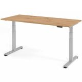Steh-Sitz-Schreibtisch COMFORT silver | elektrisch höhenverstellbar | B180 x T80 cm | Eiche Rustikal