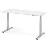 Steh-Sitz-Schreibtisch COMFORT silver | elektrisch höhenverstellbar | B180 x T80 cm | Weiß classic