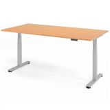 Steh-Sitz-Schreibtisch COMFORT silver | elektrisch h�henverstellbar | B200 x T100 cm | Buche