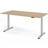 Steh-Sitz-Schreibtisch COMFORT silver | elektrisch höhenverstellbar | B200 x T100 cm | Eiche