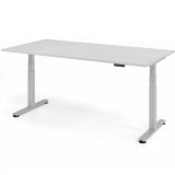 Steh-Sitz-Schreibtisch COMFORT silver | elektrisch höhenverstellbar | B200 x T100 cm | Lichtgrau