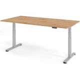 Steh-Sitz-Schreibtisch COMFORT silver | elektrisch höhenverstellbar | B200 x T100 cm | Eiche Rustika