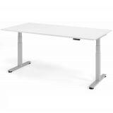 Steh-Sitz-Schreibtisch COMFORT silver | elektrisch höhenverstellbar | B200 x T100 cm | Weiß classic