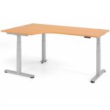 Steh-Sitz-Schreibtisch COMFORT silver | elektrisch h�henverstellbar | in Eckwinkelform | Buche