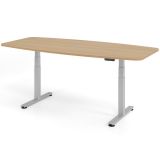 Steh-Sitz-Schreibtisch COMFORT silver | in Tonnenform | elektrisch höhenverstellbar | Eiche