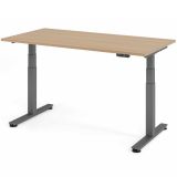 Steh-Sitz-Schreibtisch COMFORT graphit | elektrisch höhenverstellbar | B120 x T80 cm | Eiche