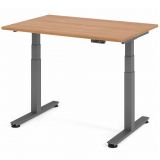 Steh-Sitz-Schreibtisch COMFORT graphit | elektrisch höhenverstellbar | B120 x T80 cm | Nussbaum hell